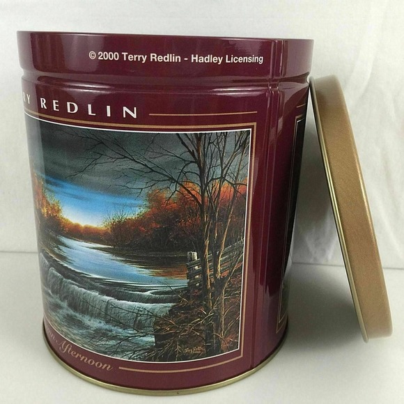 Terry Redlin Autumn Afternoon Hadley Tin Box Container Olive Can Company 2000 - Picture 2 of 7
